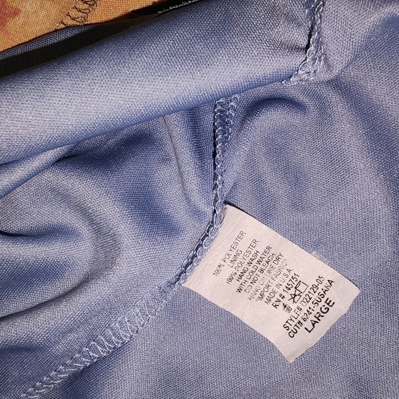 Peach Love California Dress Tunic Blue Floral Long Sleeve Large Boho Work Casual - Picture 7 of 7